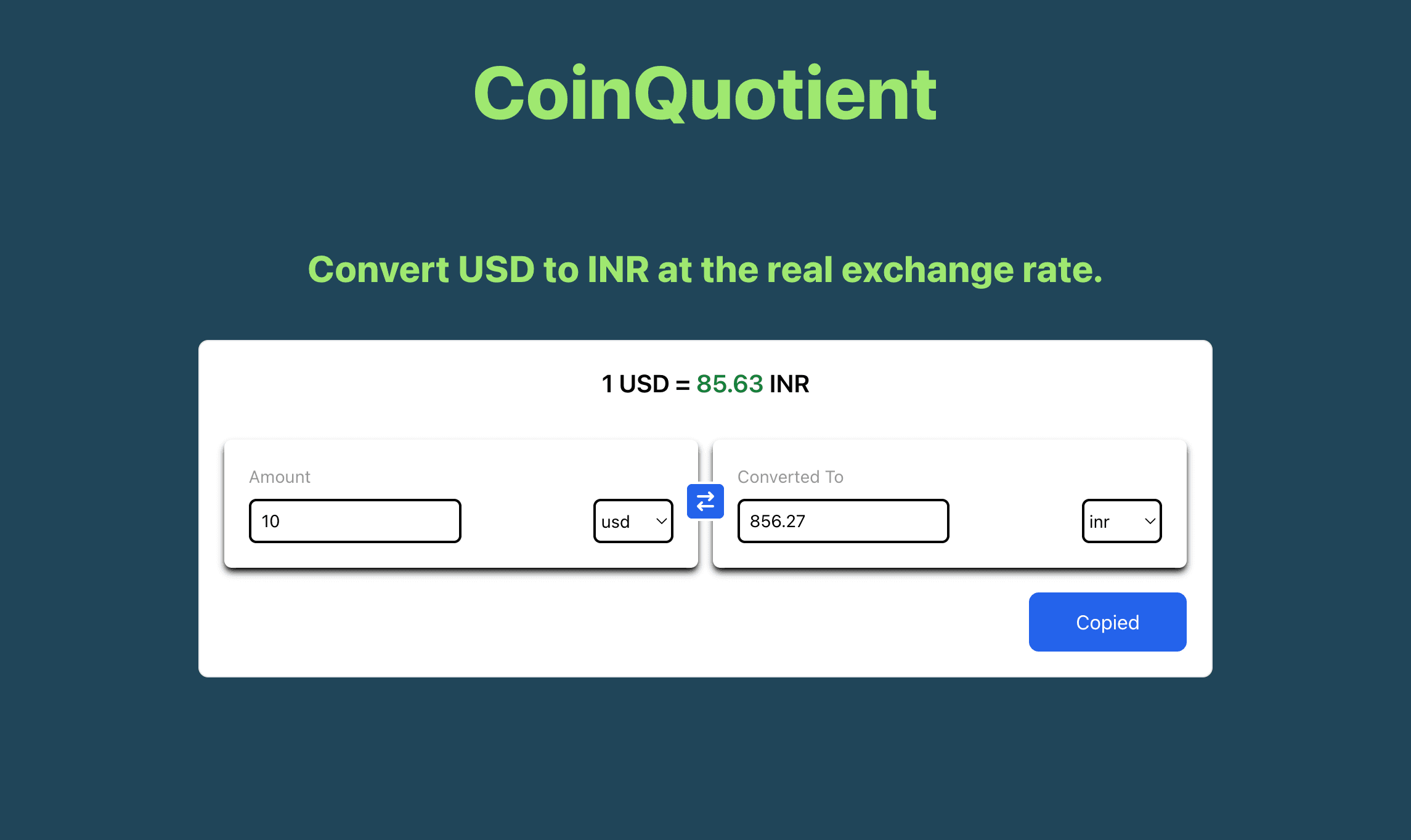 Screenshot of CoinQuotient