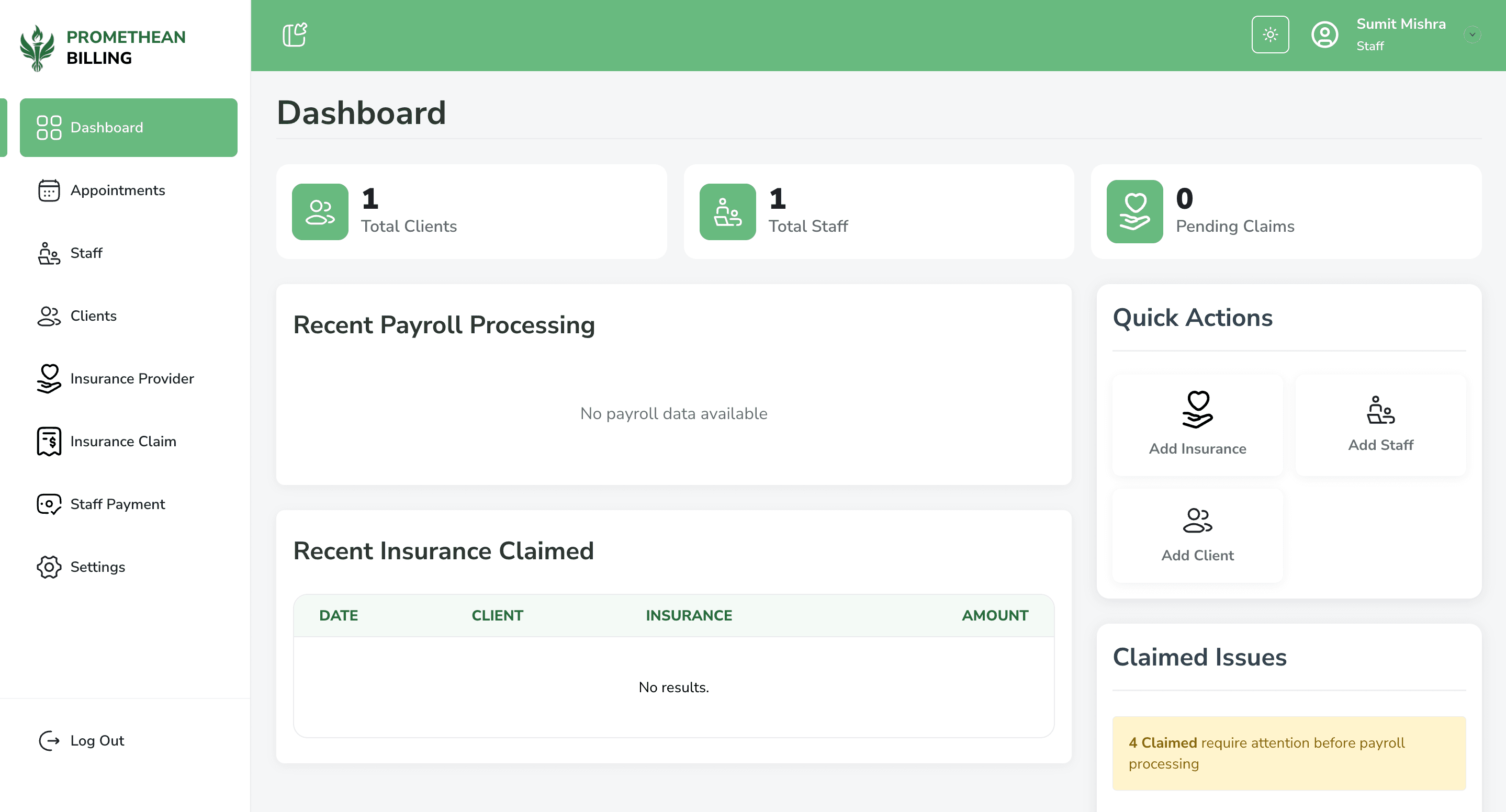 Screenshot of Behavioral Training ERP System