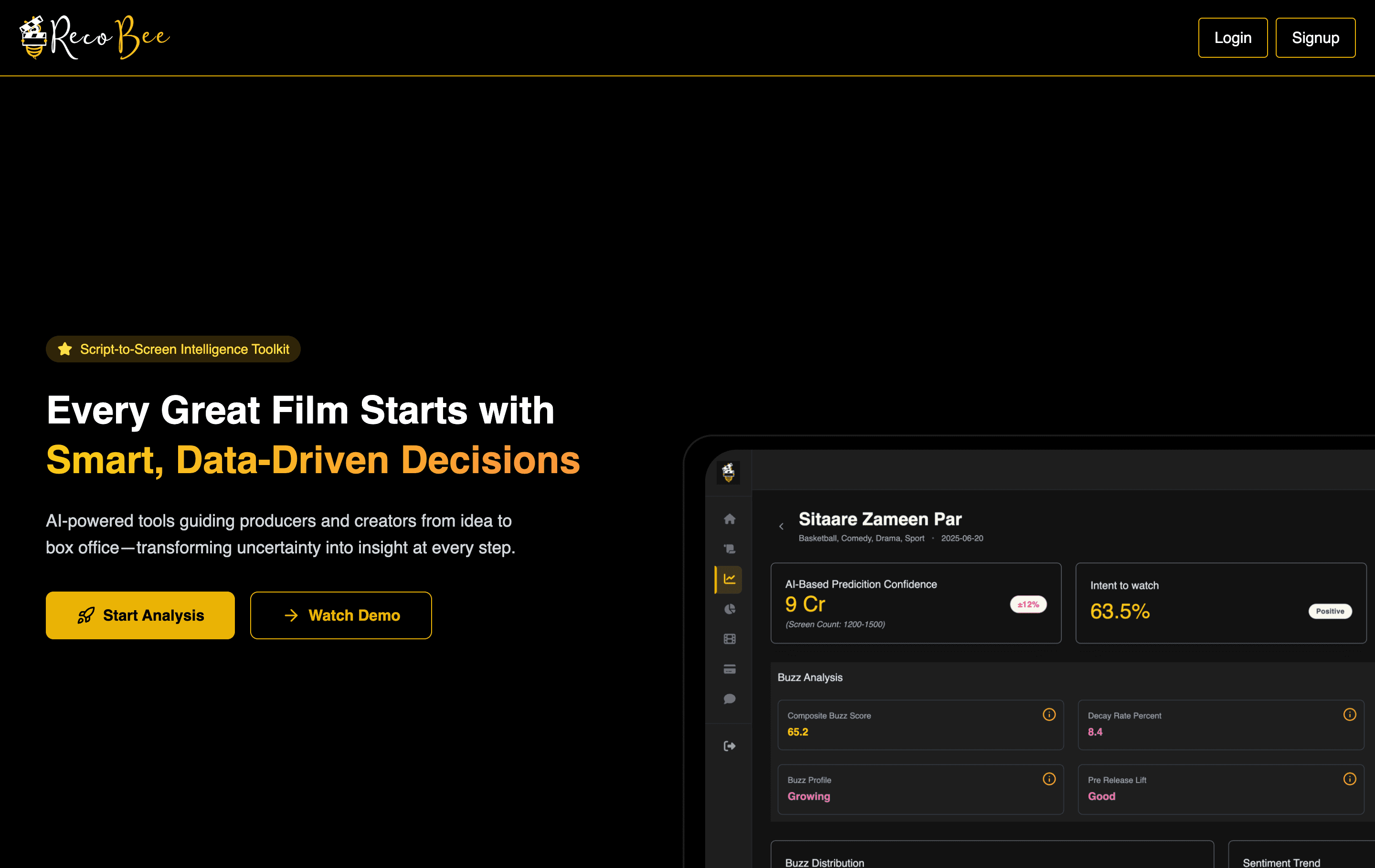Screenshot of RecoBee Cinelytics